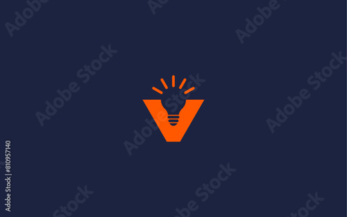 letter v with bulb logo icon design vector design template inspiration