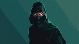Male thief in black clothes and mask Vector illustration