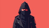 Male thief in black clothes and mask Vector illustration