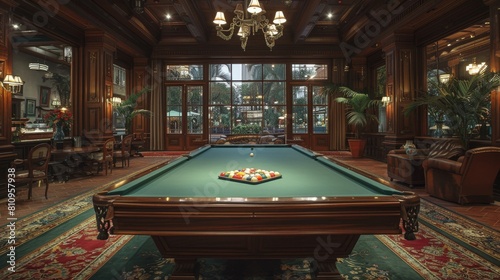  billiard room interior with classic furniture
