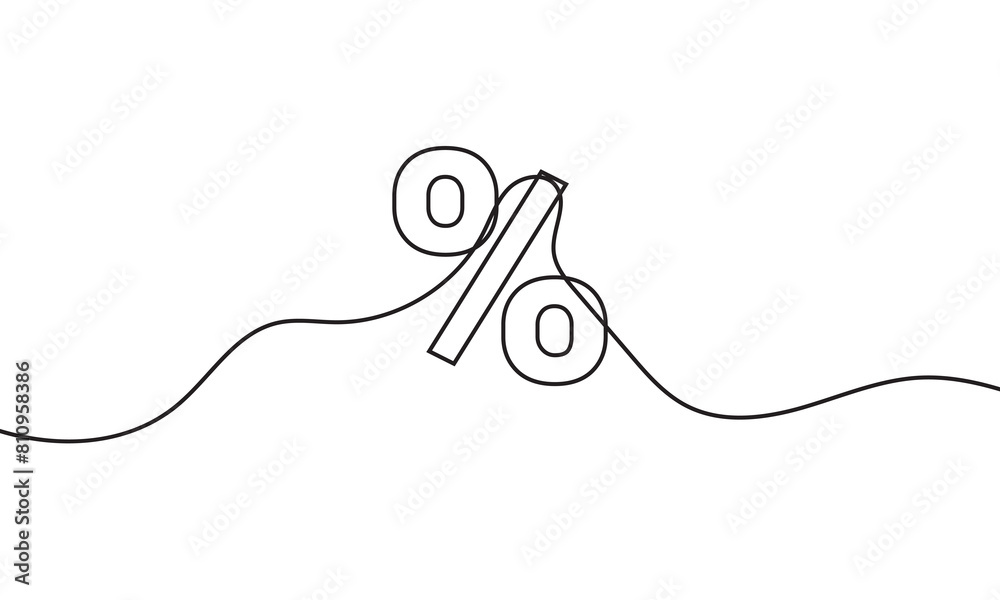 One continuous line drawing of a percent sign. illustration without background. Linear percent icon isolated on white background. EPS 10. One continuous line drawing of a percent sign. illustration without background. Linear percent icon isolated on white background. EPS 10.