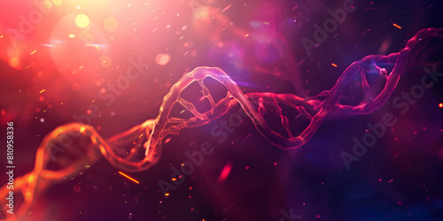 Cadeia de DNA dupla hélice em cores vibrantes brilhantes photo