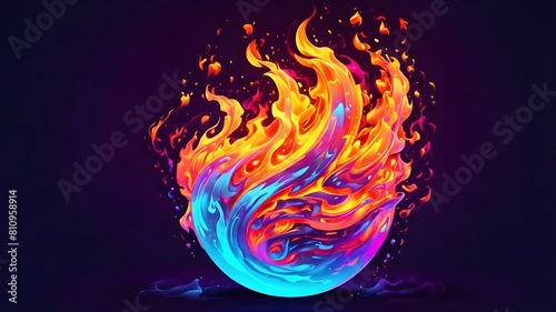 Fire flames isolated on black background. Abstract fire flames background. Vector illustration.