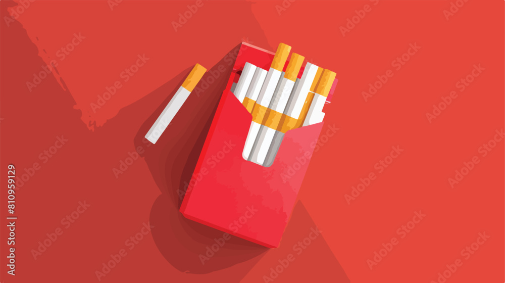 Open cigarettes in red pack isolated icon Vector style