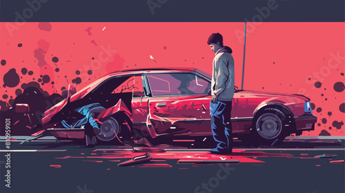 Man injured Car Knock Down with car Vector illustration photo
