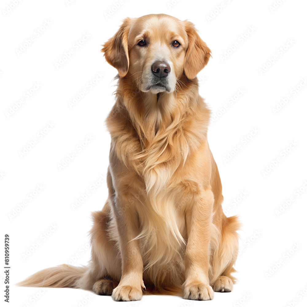 Happy Golden Retriever on White