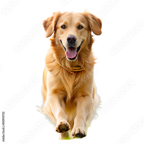 Happy Golden Retriever on White