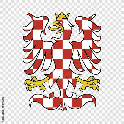 Red and White Checkered Heraldic Eagle, Symbol of Moravia on Transparent Background