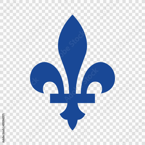 Quebec Style Blue Fleur-de-Lys on Transparent Background