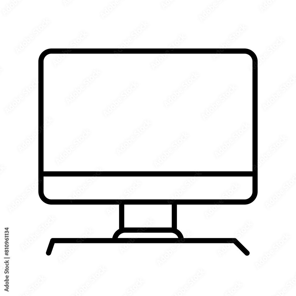 Desk with computer monitor icon flat design silhouette illustration on white background Desk with computer monitor icon flat design silhouette illustration on white background