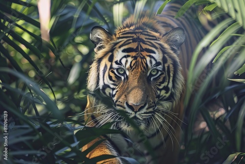 tiger on jungle background  wildlife  closeup