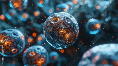 3D rendering of a microscopic view of a cell. photo