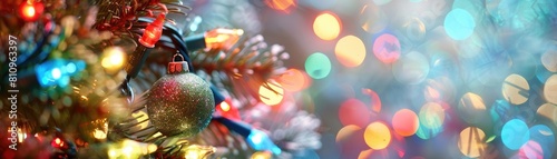 Background of Christmas lights in various colors blending together