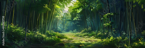Bamboo forest, the denseness of nature valuable resource photo