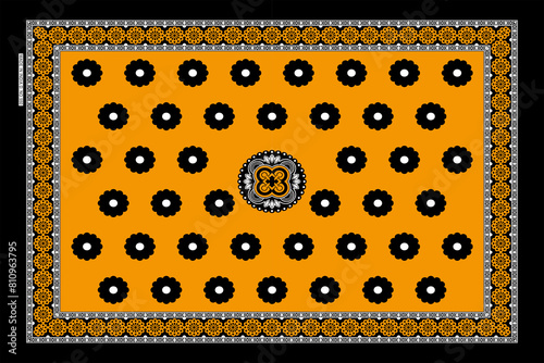 African Wax Print fabric, Ethnic overlap ornament seamless design, Khanga pattern motifs floral elements. khanga texture, colorful textile Ankara fashion style. New Design For Fabric.
