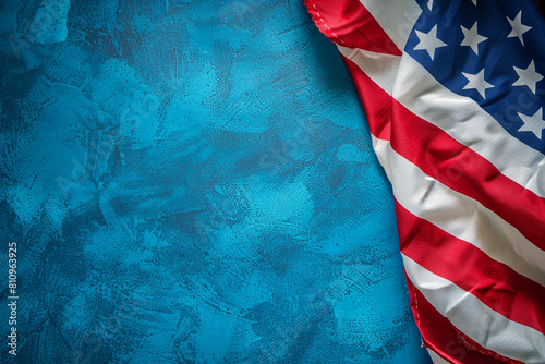 USA flag on a capri blue backdrop  Memorial Day national pride. photo