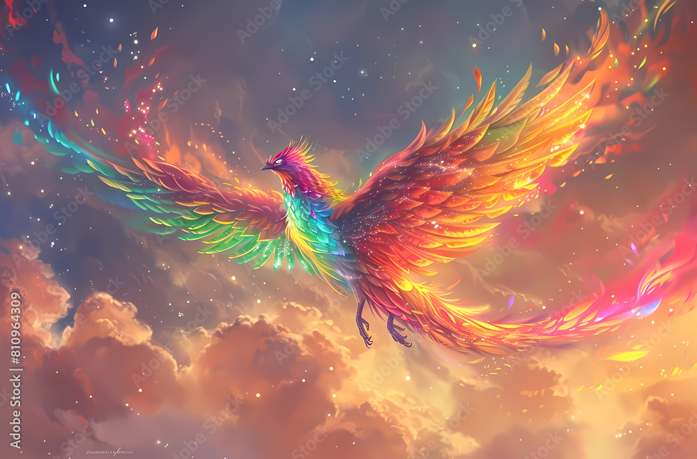 fantasy, phoenix, art, flying, illustration