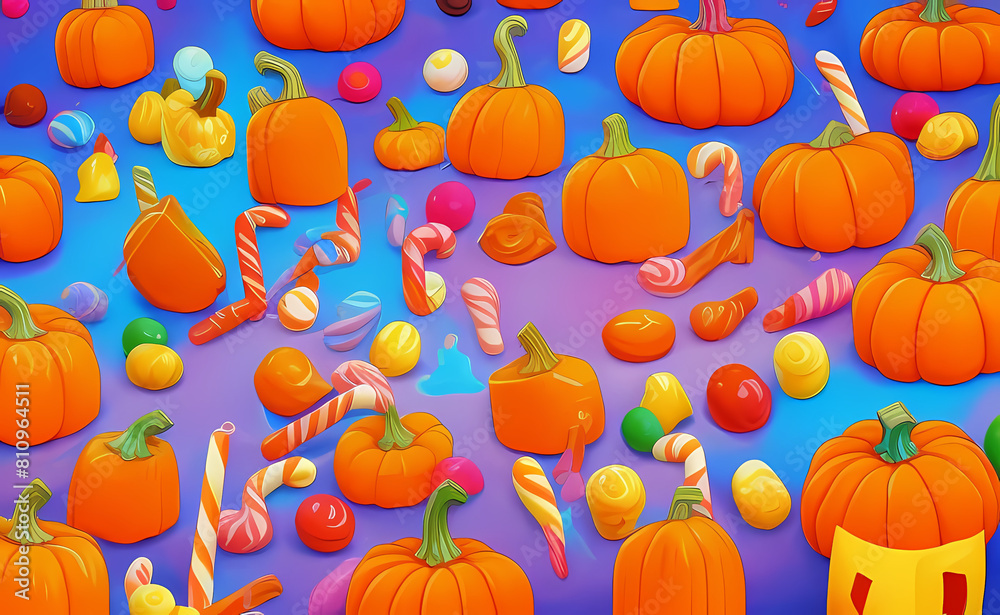 Colorful Halloween Pumpkin Head Background