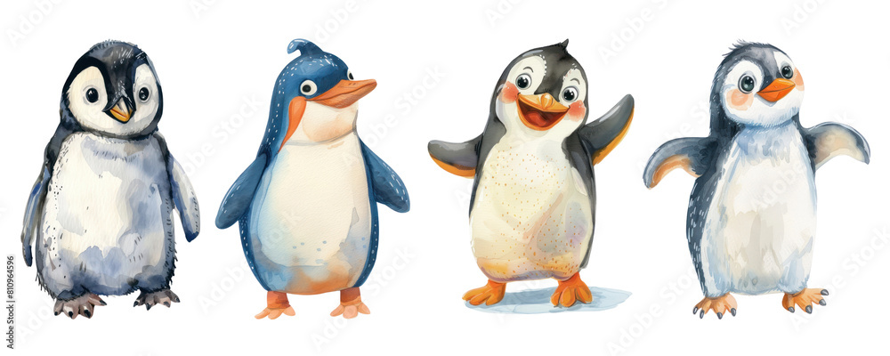 Obraz premium Baby penguin png cut out element set