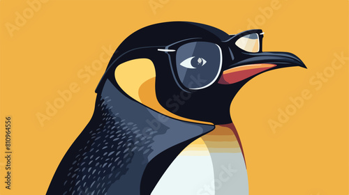 penguin Tilting His Head wearing glasses Vector style