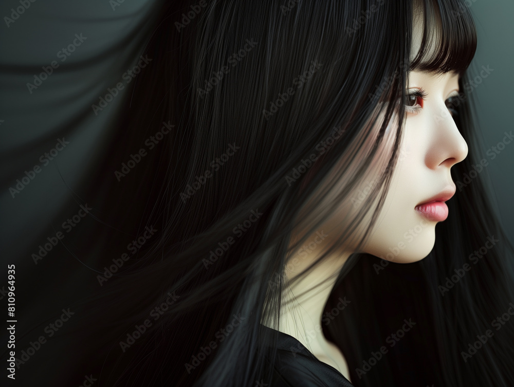 美しい黒髪の女性 美しい黒髪の女性