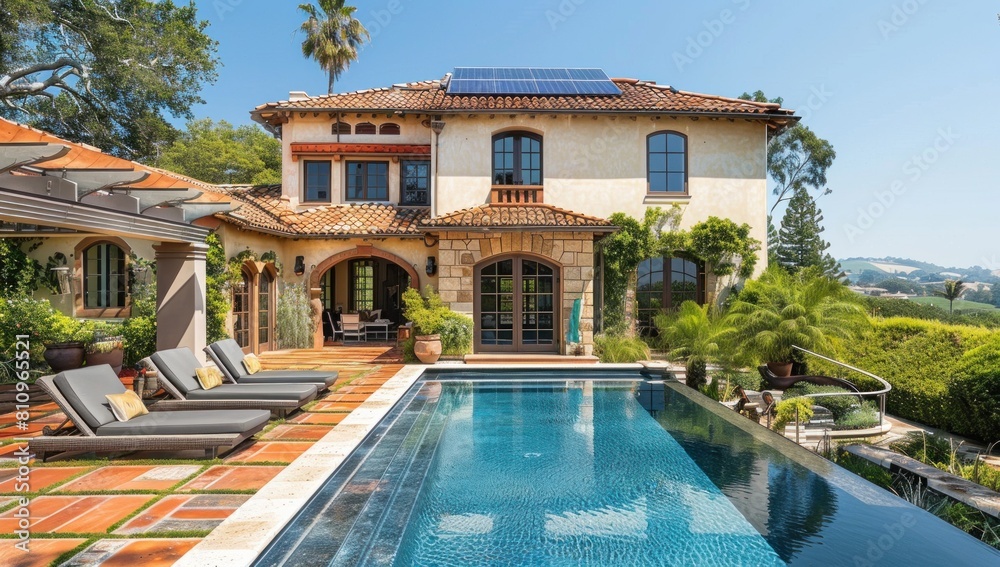 Capture the beauty of solar tiles against a lush, natural backdrop.