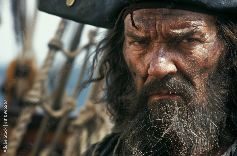 Portrait of weathered pirate