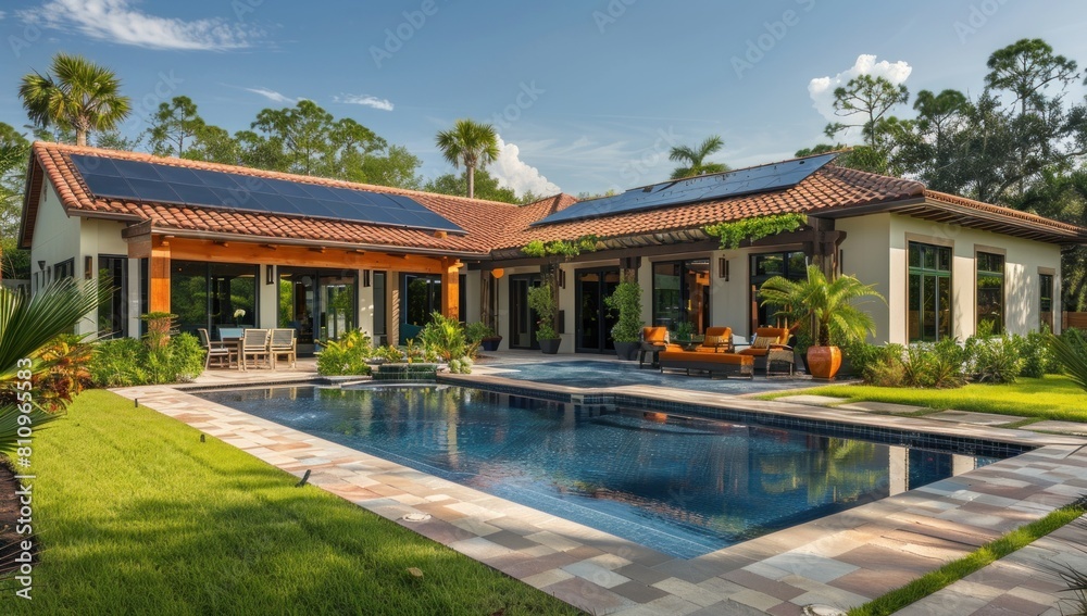 Capture the beauty of solar tiles against a backdrop of lush, natural surroundings.