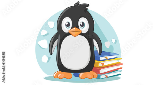 Penguin with notebook vector cartoon Vector style 