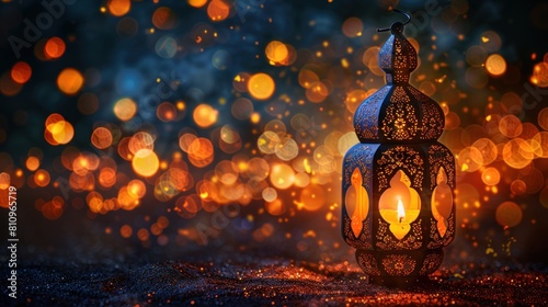 Eid mubarak islamic design with golden lantern background © Art Wall