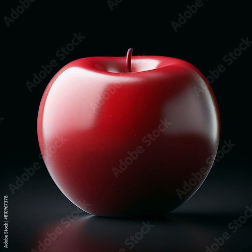 Red Apple on Black Background
