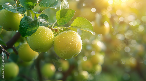 green plums on tree