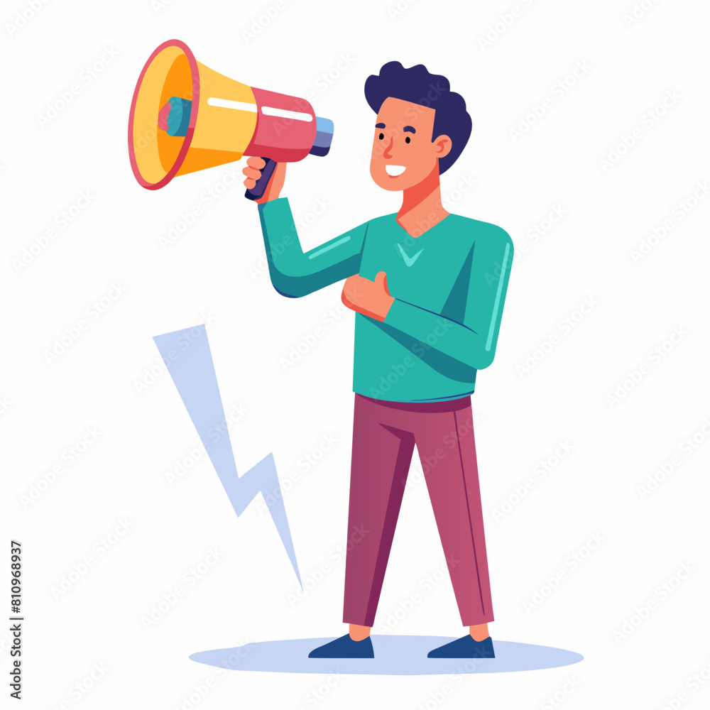Man talking in megaphone vector illustration