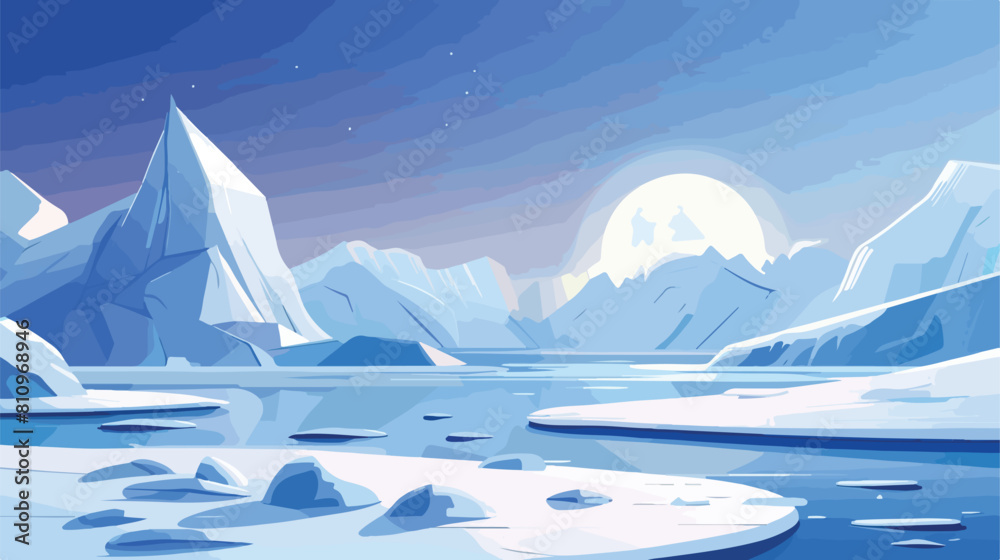 North pole arctic Landscape Scene Vector illustration