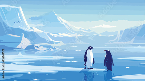 North pole Arctic with penguin landscape view Vector