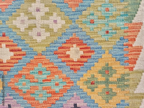 Close up of kilim rug