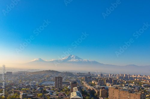 Mount Ararat scenic view from Sebastia-Malatia district in Yerevan, Armenia photo