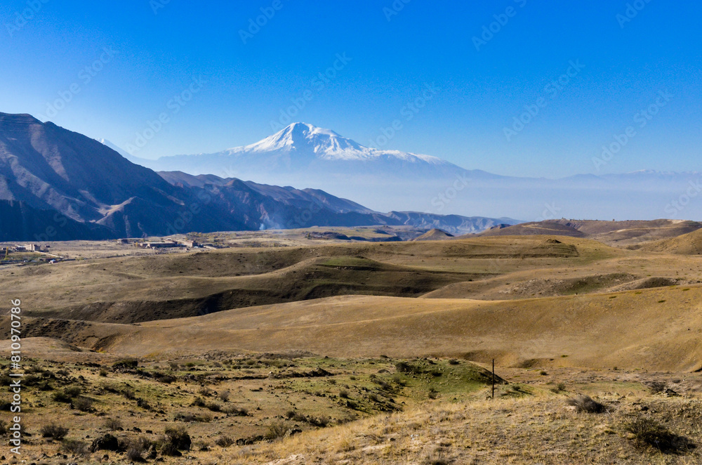 Mount Ararat scenic view from Jrvezh-Garni road (Voghjaberd, Armenia)