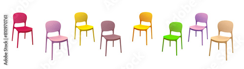 colorful chairs isolated on white background. set