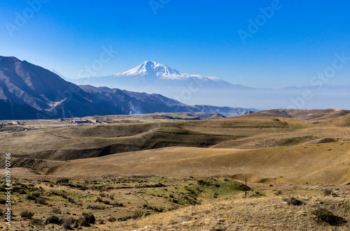 Mount Ararat scenic view from Jrvezh-Garni road (Voghjaberd, Armenia)