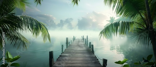 An early morning view of a wooden pier photo