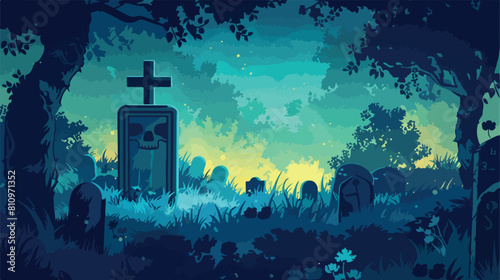 Open grave and headstone vector illustration Vector