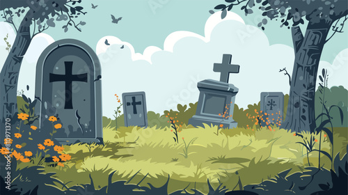 Open grave and headstone vector illustration Vector