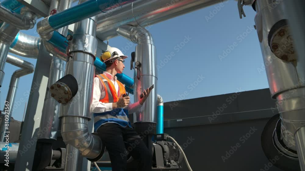 Engineers inspect the completed air conditioning and water systems to continue verifying their functionality. Engineers inspect the completed air conditioning and water systems to continue verifying their functionality.