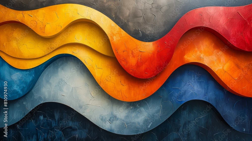 Blue, orange and red waves of different shades. Blue, orange and red waves of different shades.