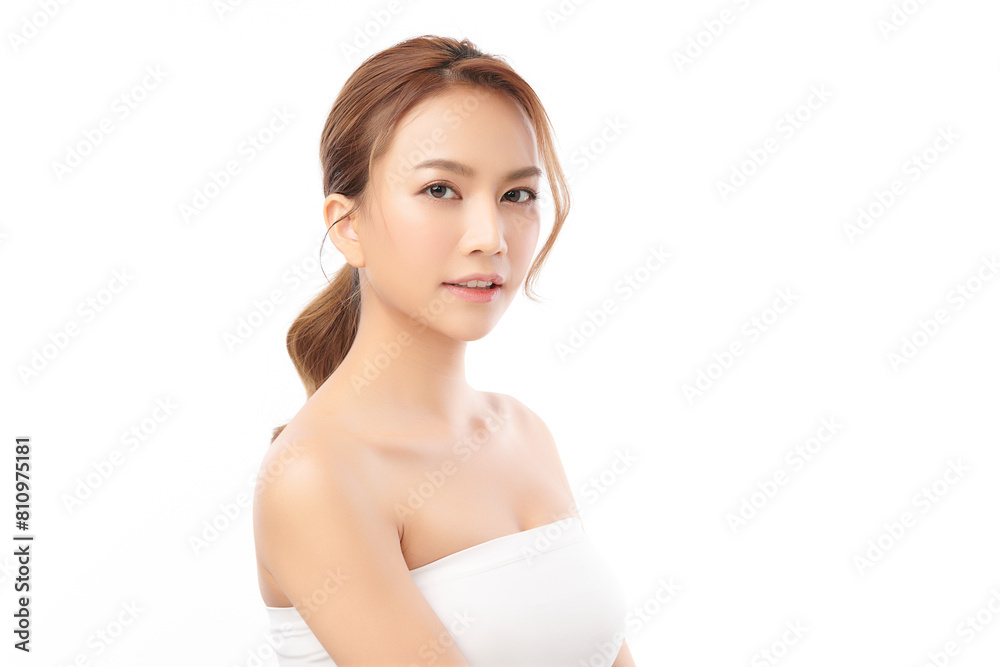 Beautiful young asian woman with clean fresh skin on white background, Face care, Facial treatment, Cosmetology, beauty and spa, Asian women portrait. Beautiful young asian woman with clean fresh skin on white background, Face care, Facial treatment, Cosmetology, beauty and spa, Asian women portrait.