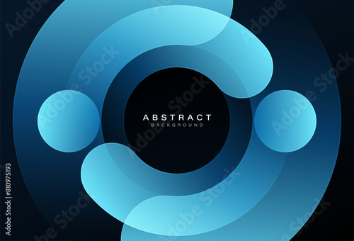 Dark abstract background with shiny circle. Glowing geometric shapes. Circular motion. Modern dynamic shape. Futuristic technology concept. Vector illustration