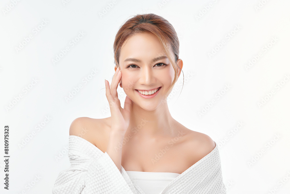 Beautiful young asian woman with clean fresh skin on white background, Face care, Facial treatment, Cosmetology, beauty and spa, Asian women portrait. Beautiful young asian woman with clean fresh skin on white background, Face care, Facial treatment, Cosmetology, beauty and spa, Asian women portrait.