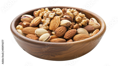 bowl of almonds nuts isolated dicut PNG on transparent or white background cut out, copy space view for promot Advertising 