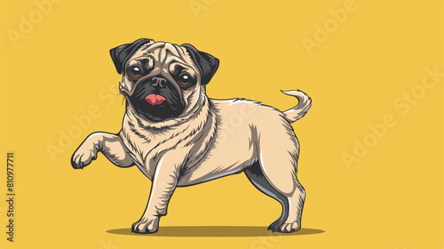 pug doing dabbing smile face Vector style
